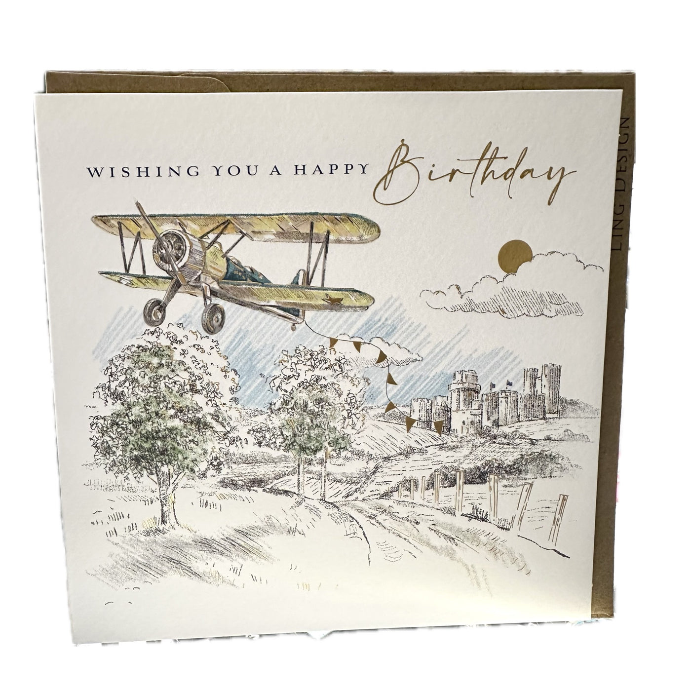 Happy Birthday Plane Up Up and Away Birthday Card - Ling Design