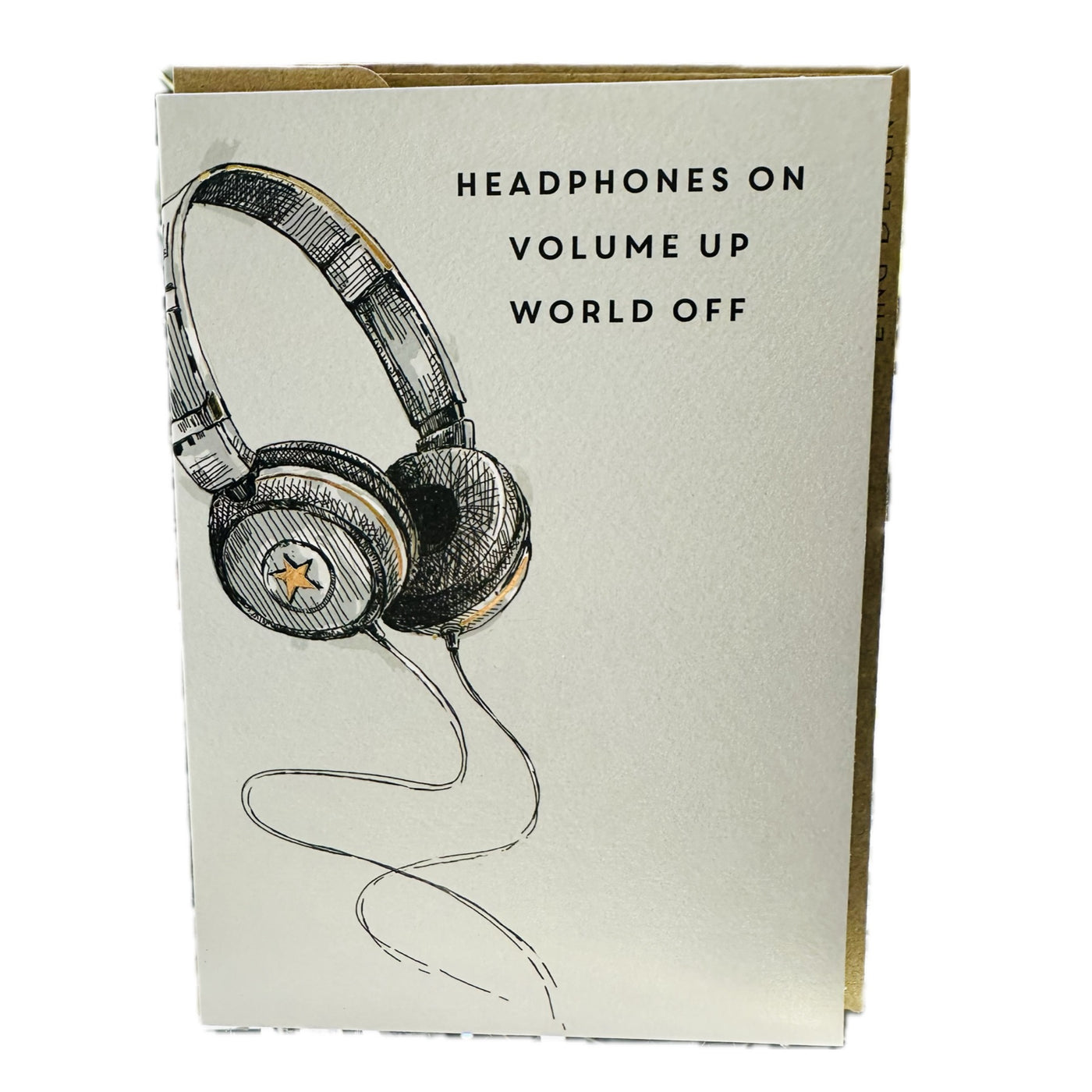 Headphones On Volume Up World Off Birthday Card - Ling Design