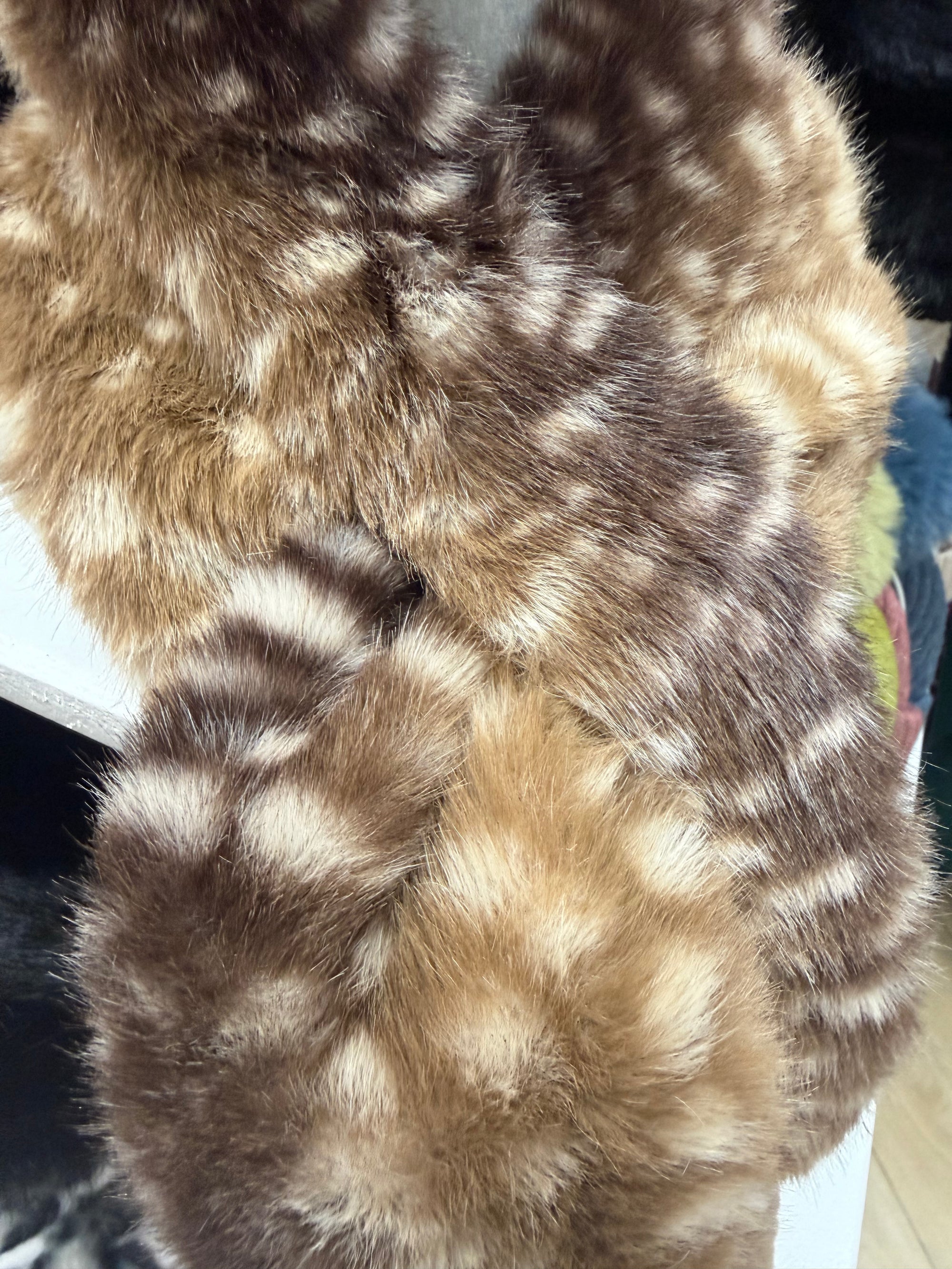 Park Lane - Satin Lined - Faux Fur Pull Through Scarf - Deer Print