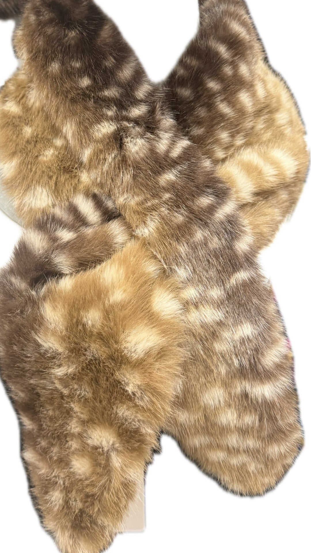 Park Lane - Satin Lined - Faux Fur Pull Through Scarf - Deer Print