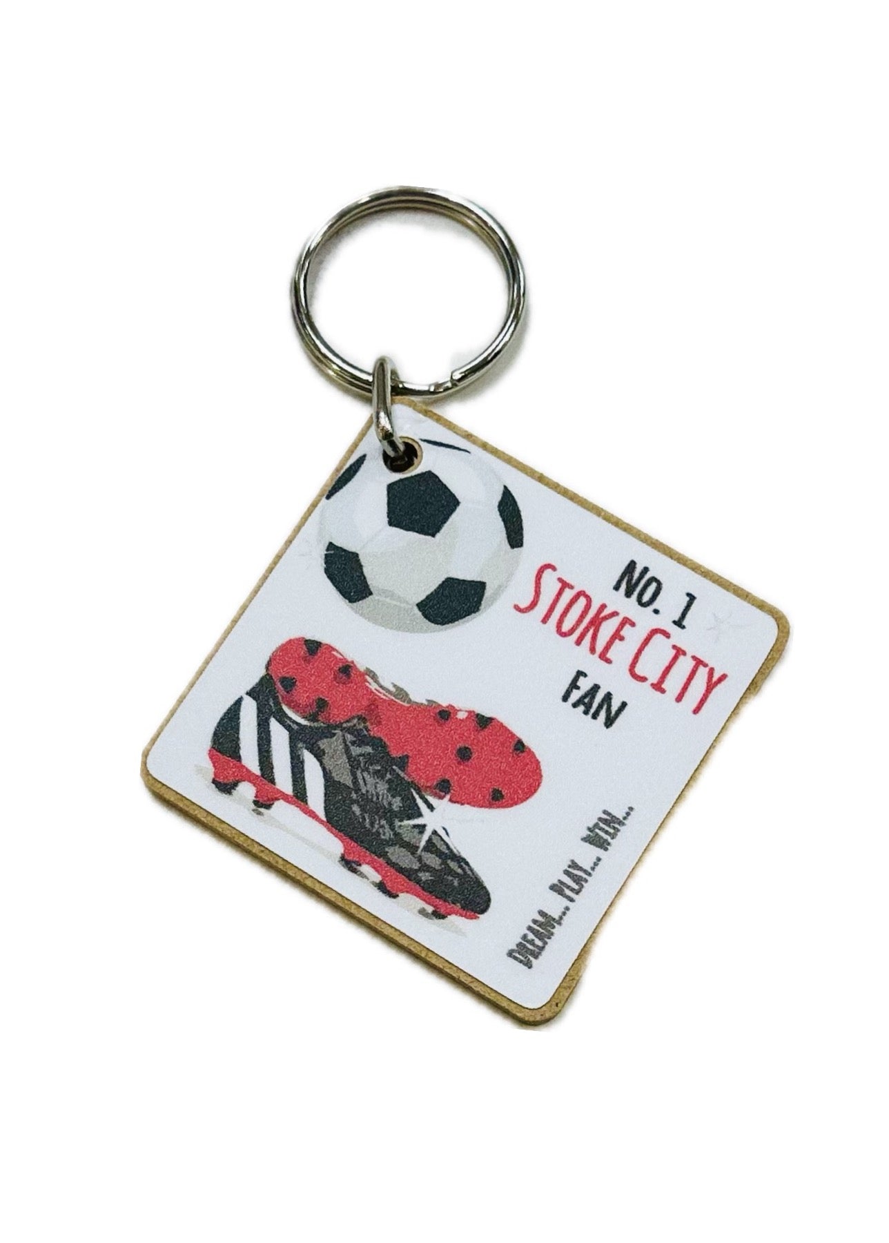 Stoke City No 1 Fan Keyring - White Cotton Cards