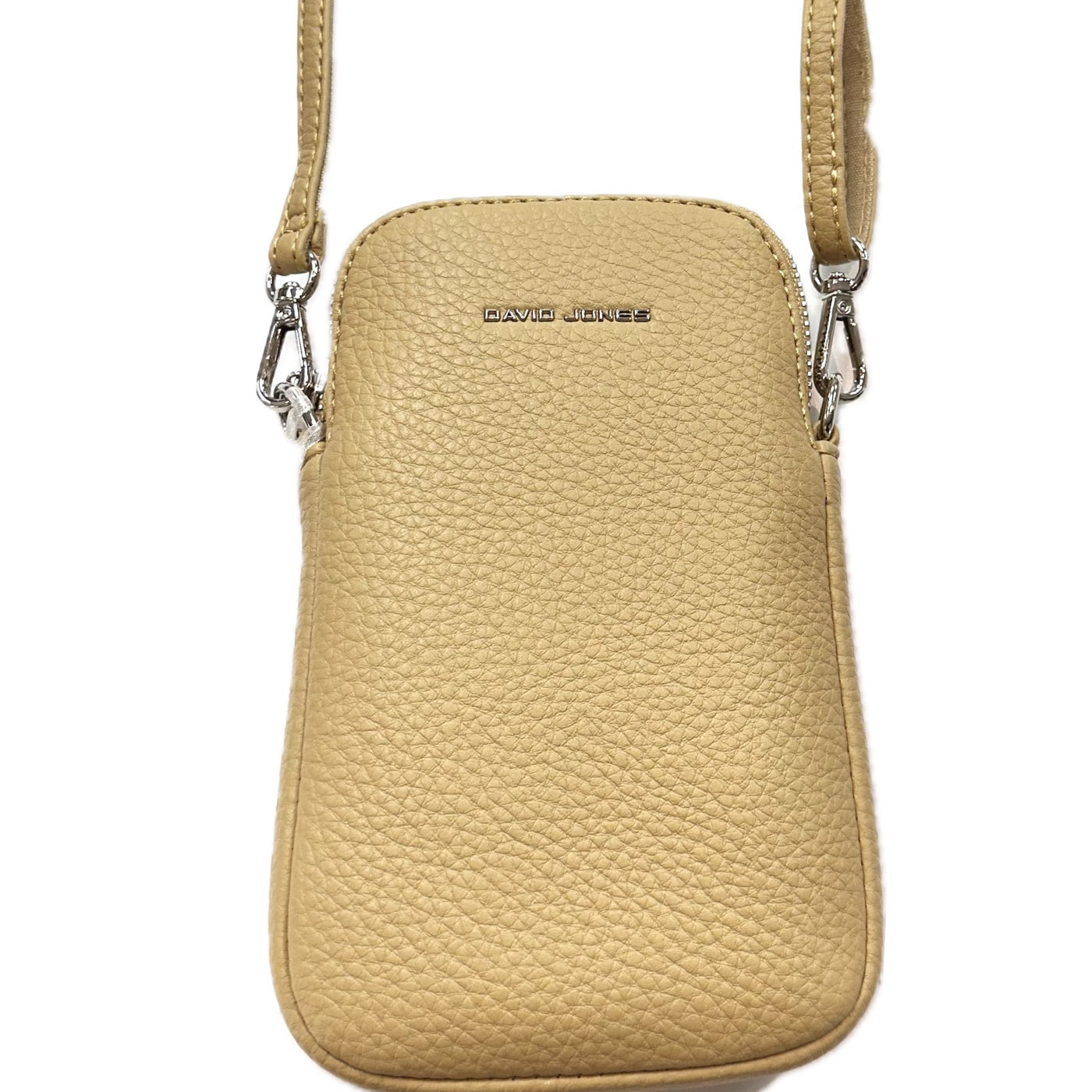 David Jones (NV6937-1) Single Phone Crossbody Handbag - Soft Mustard - Silver fittings