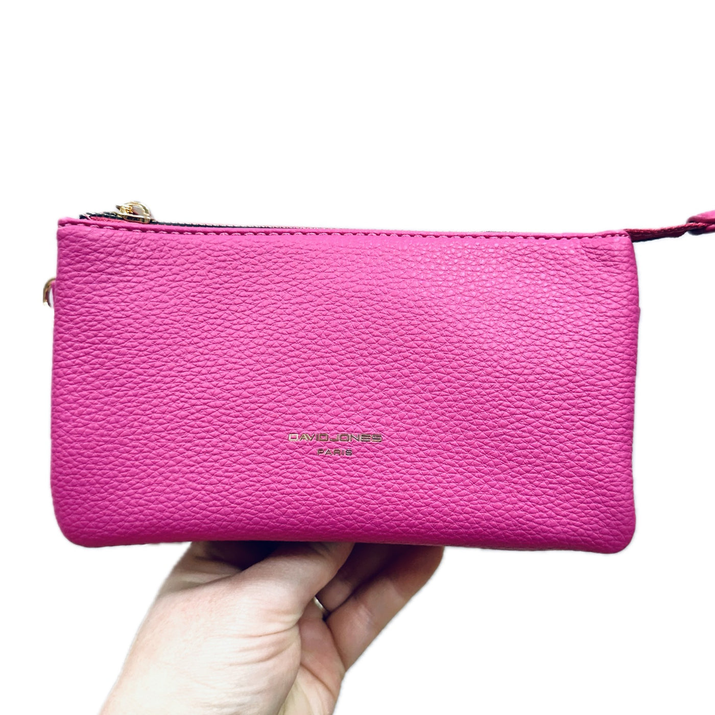 David Jones (NVCM6855) Small Rectangular Triple Compartment Clutch/Crossbody Handbag - Fuchsia Pink