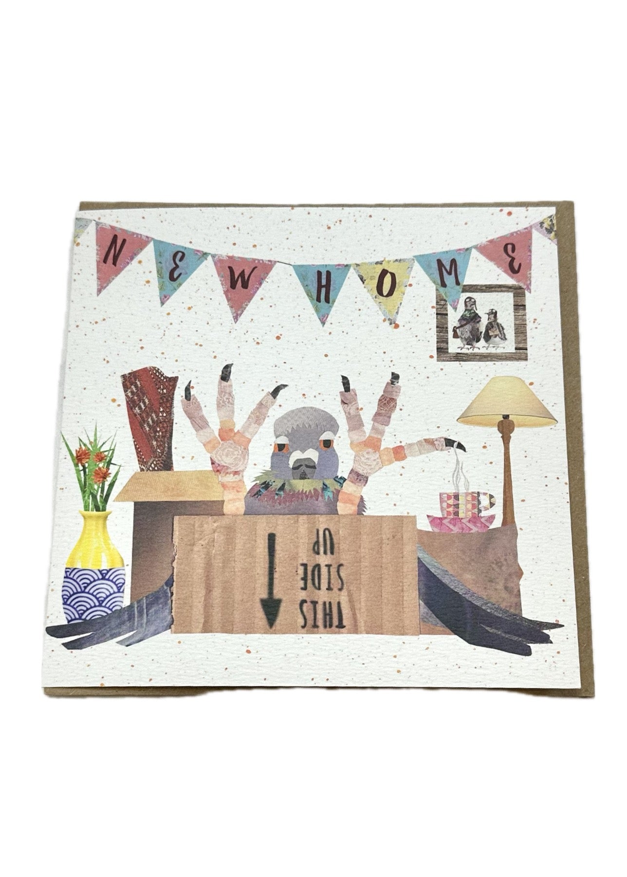 Flying Teaspoons Pigeon New Home Card