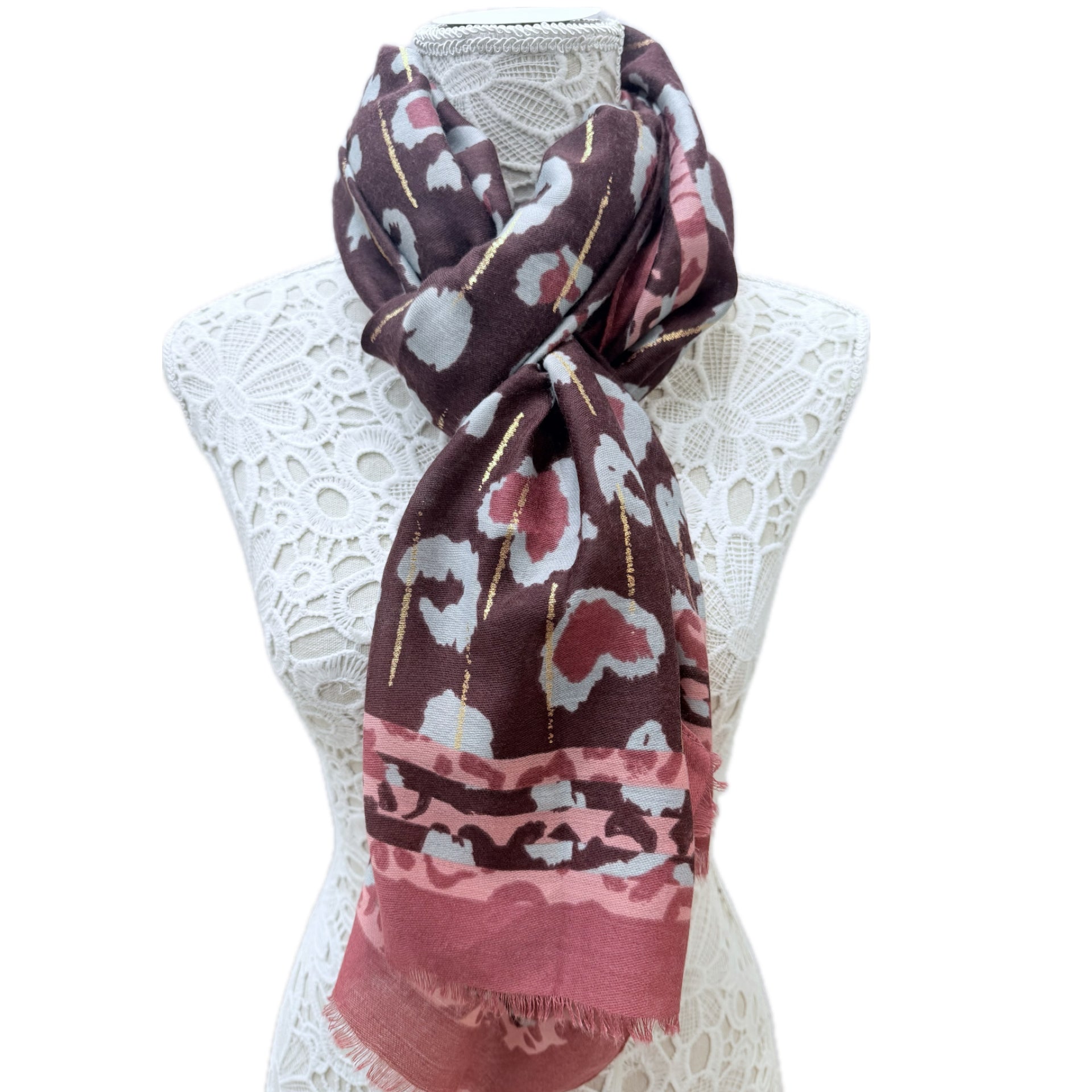 Zelly Scarf - Heart Animal - Gold Foil/Burgundy