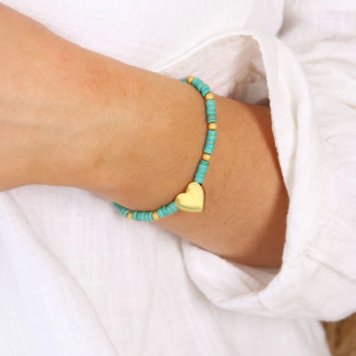 Orli Island Treasures Kos Heart Bracelet - Turquoise/Gold