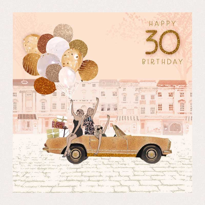 Happy 30th Birthday Girls in Car Card - Hammond Gower