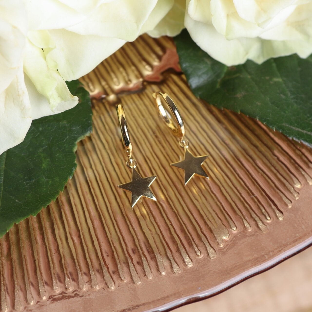 Zelly Gold Star Hoop Earrings