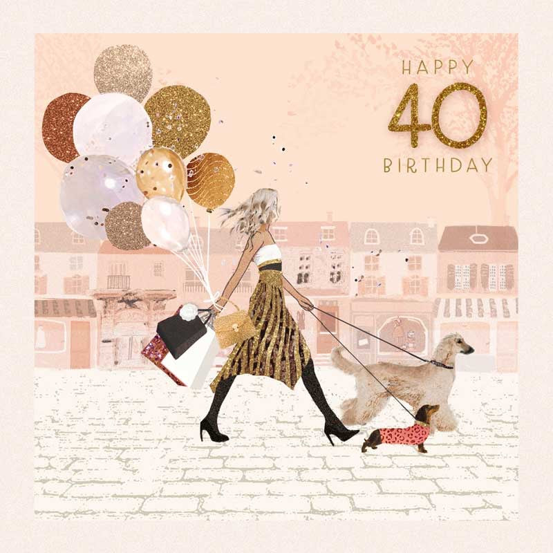 Happy 40th Birthday Girl Shopping Trip Card - Hammond Gower
