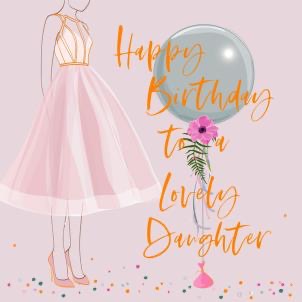 Belly Button Daughter Dress & Balloon Birthday Card