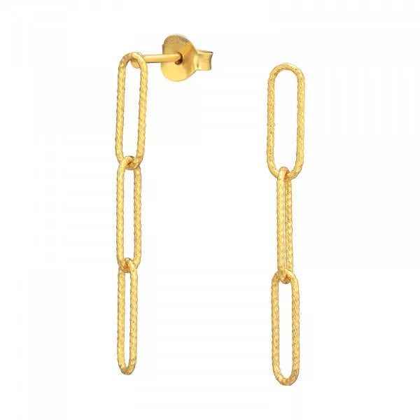 Hollie Tree - Chain Links - Glass Bottled Dangly Stud Earrings - Gold