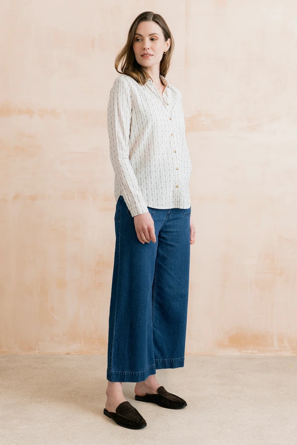 Beech Embroidered Geo Stripe Blouse - Ecru - Lily &amp; Me