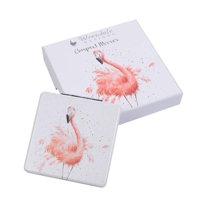 Pretty in Pink Flamingo Compact Mirror  - Wrendale Designs