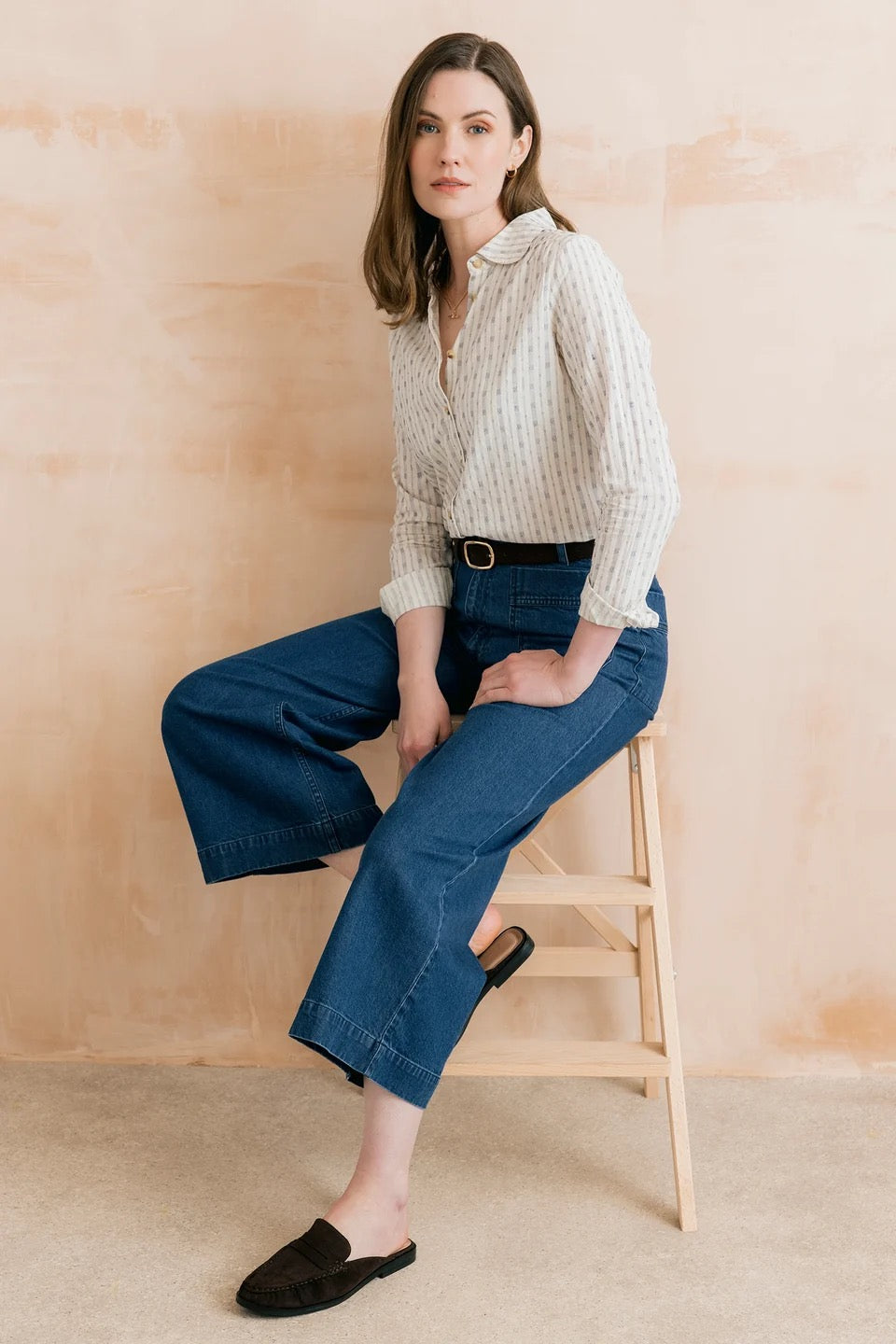 Beech Embroidered Geo Stripe Blouse - Ecru - Lily &amp; Me