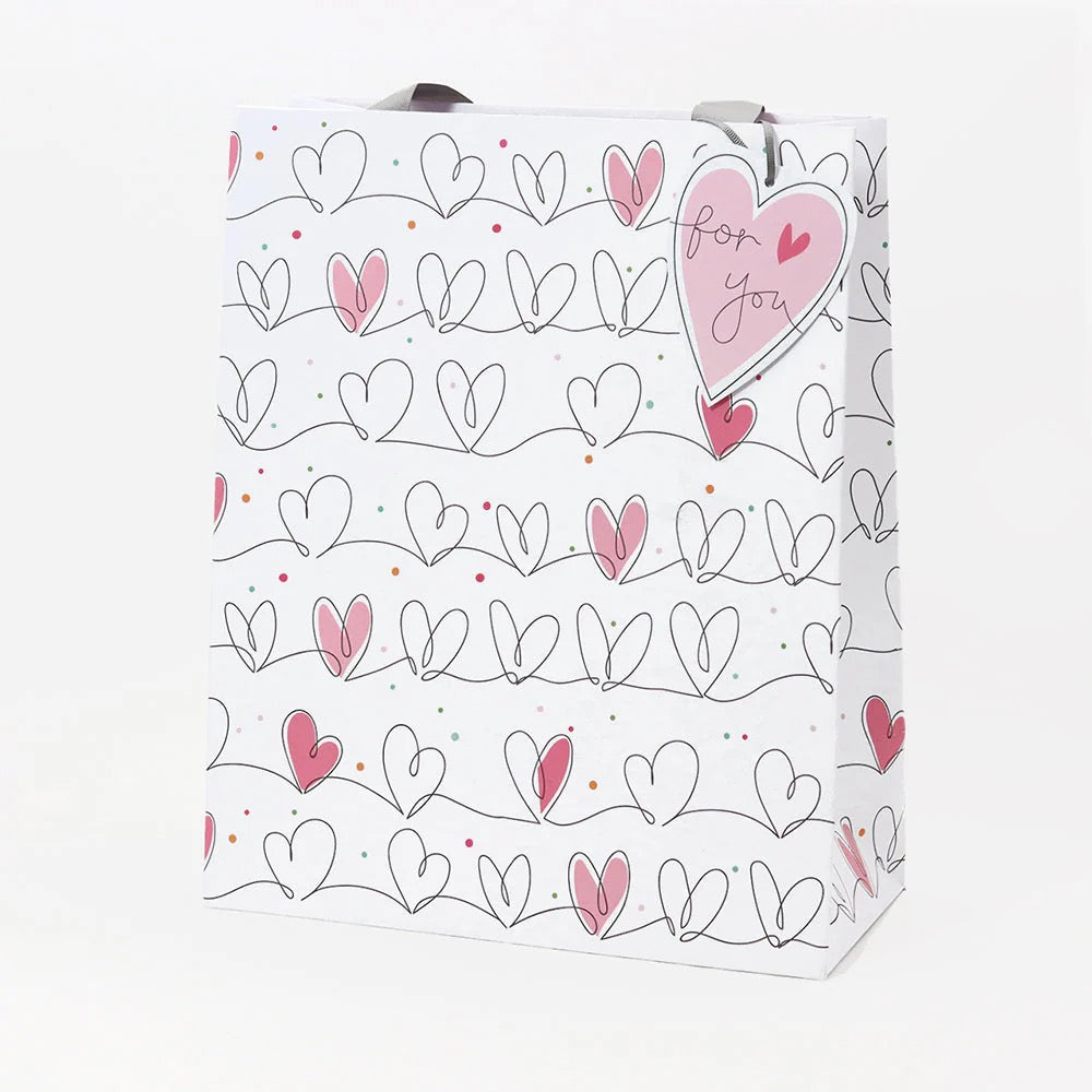 Belly Button Scribble Hearts Gift Bag - Portrait Medium