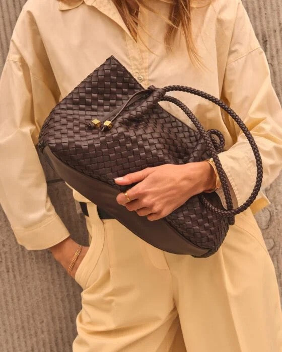 Katie Loxton - Nova Woven - Small Shoulder Tote Handbag - Chocolate Brown