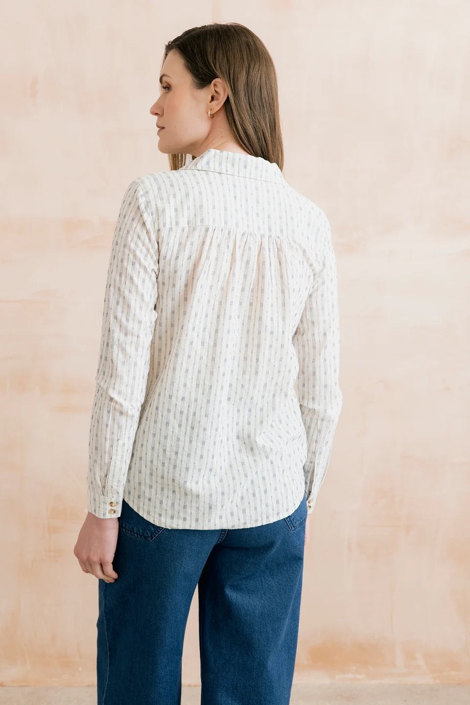 Beech Embroidered Geo Stripe Blouse - Ecru - Lily &amp; Me
