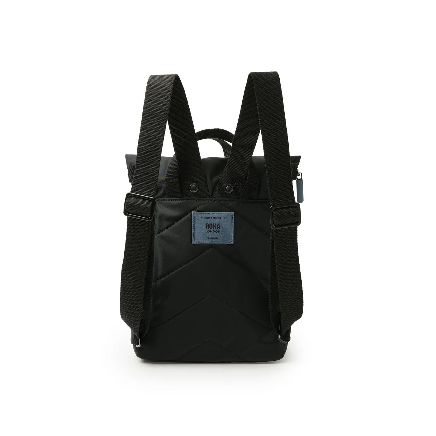 Roka Canfield B SMALL Backpack-Recycled Nylon - Creative Waste Black Edition - Black/Airforce Blue