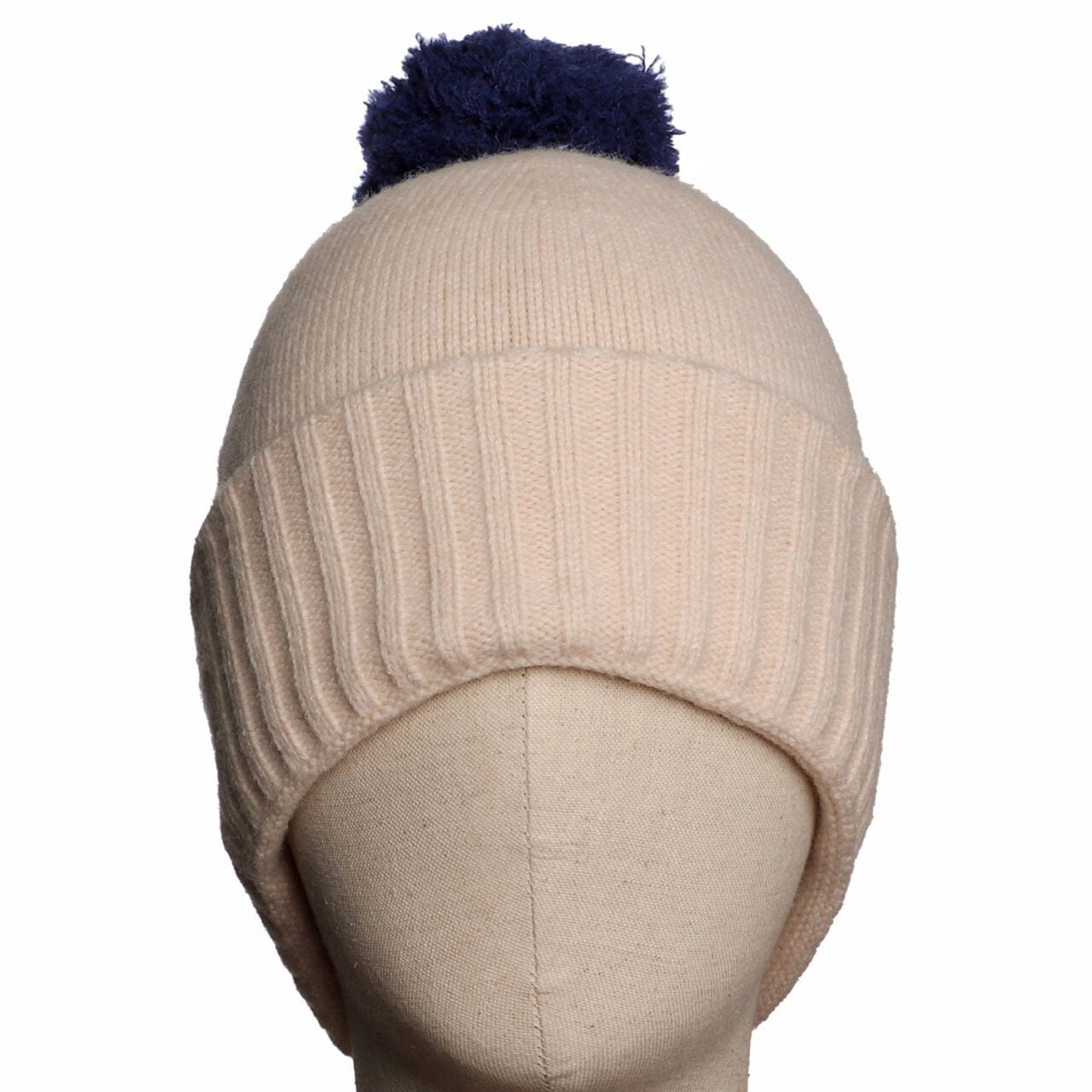 Zelly Two-Tone Cream & Navy Bobble Hat