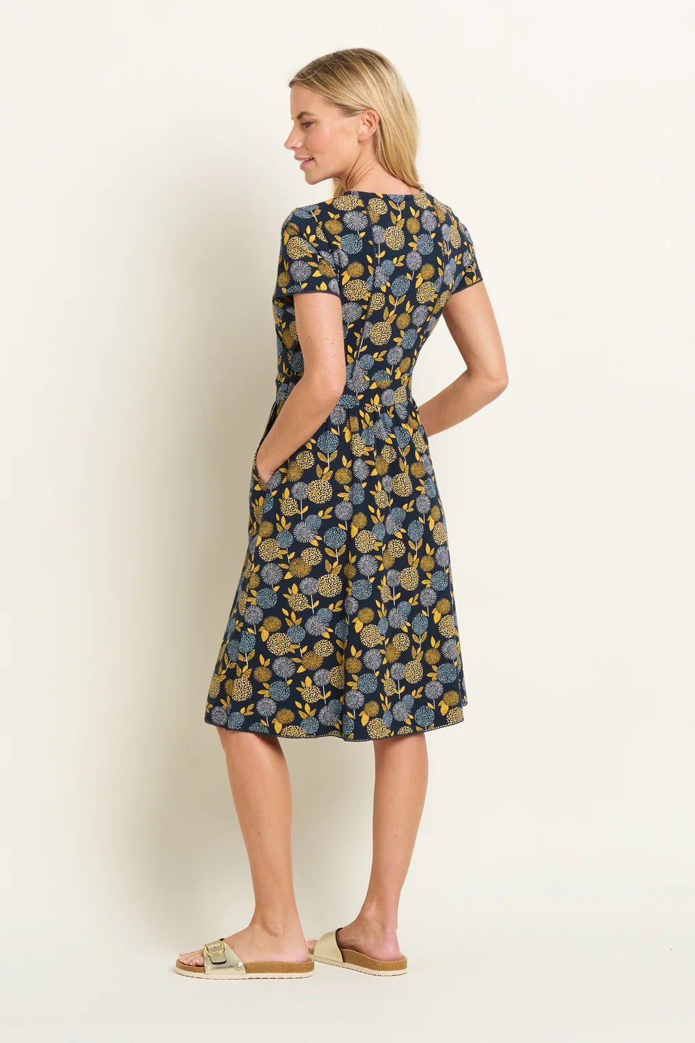 Brakeburn Women's Luna Wrap Dress - Navy/Mustard