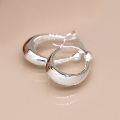 POM Sterling Silver Simple Hinged Hoop Earrings