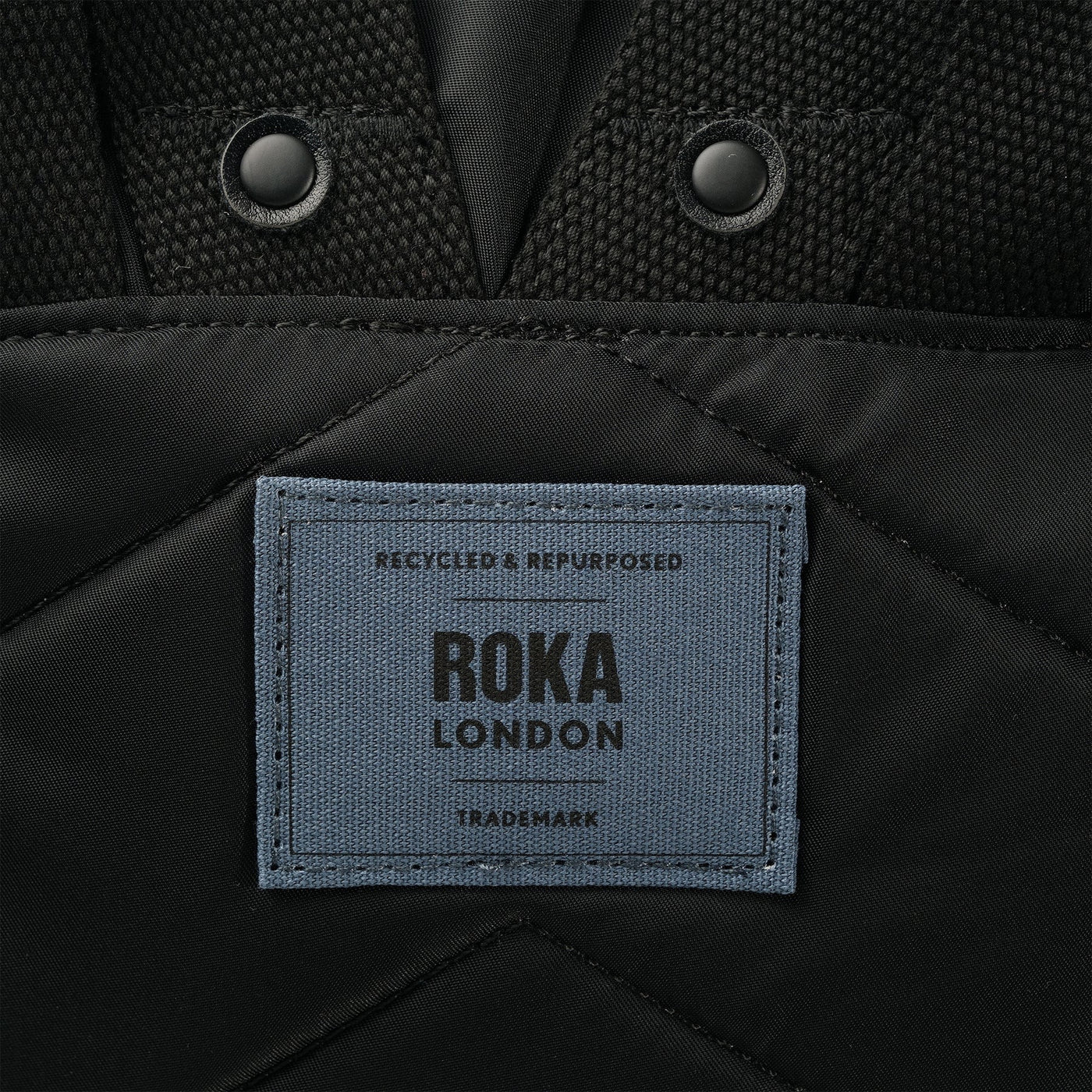 Roka Canfield B SMALL Backpack-Recycled Nylon - Creative Waste Black Edition - Black/Airforce Blue