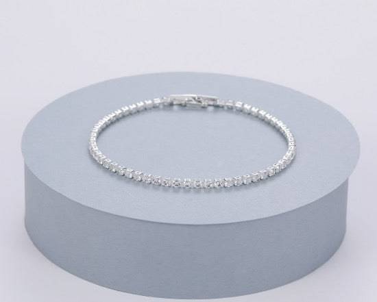 Gracee Jewellery Dainty Tennis Diamante Bracelet - Silver/Clear