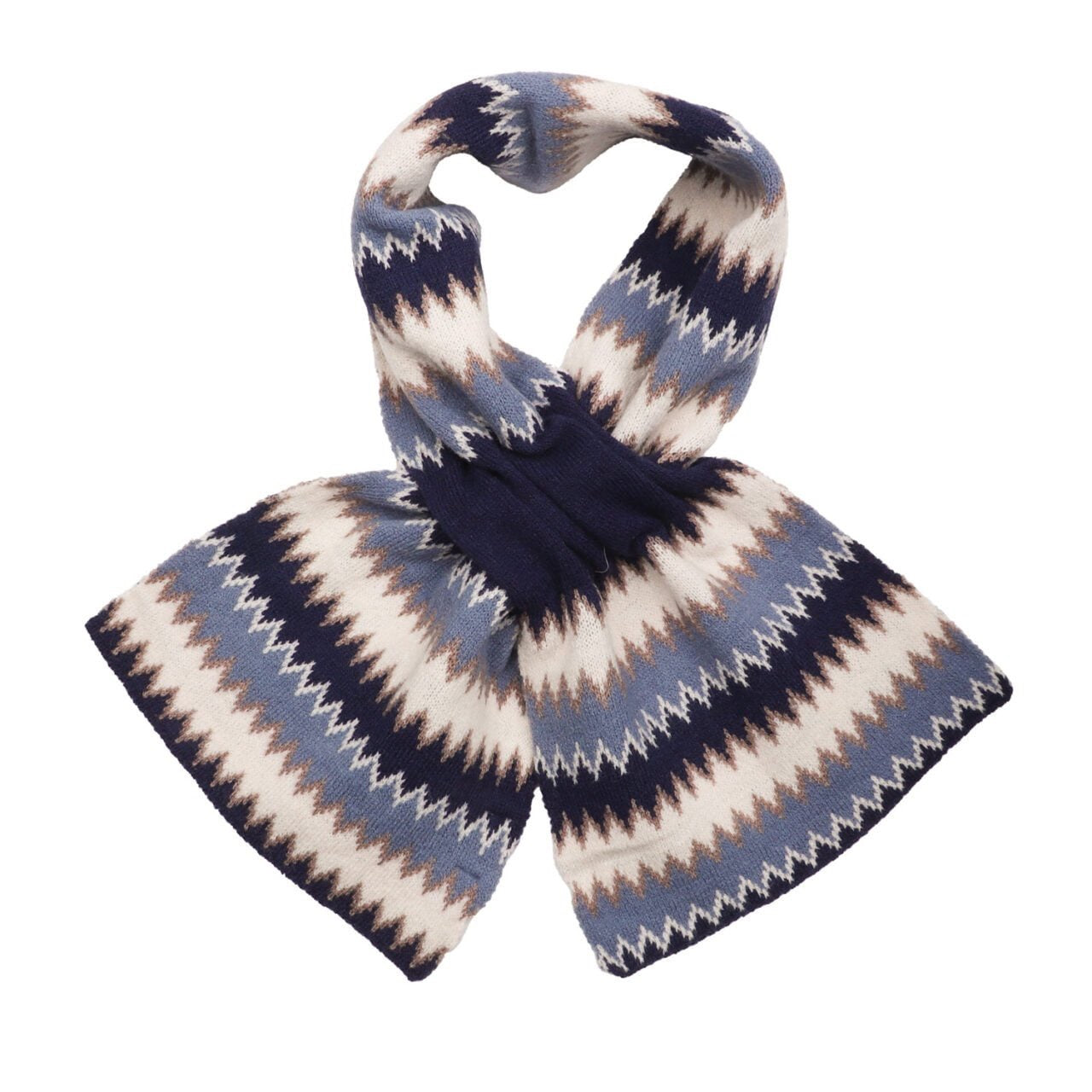 Zelly Navy ZigZag Pull Through Knitted Scarf