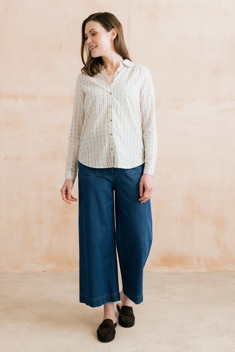 Beech Embroidered Geo Stripe Blouse - Ecru - Lily &amp; Me