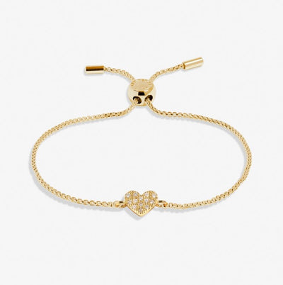 Joma Jewellery -Pave Heart - Gold Mini Charms Slider Bracelet