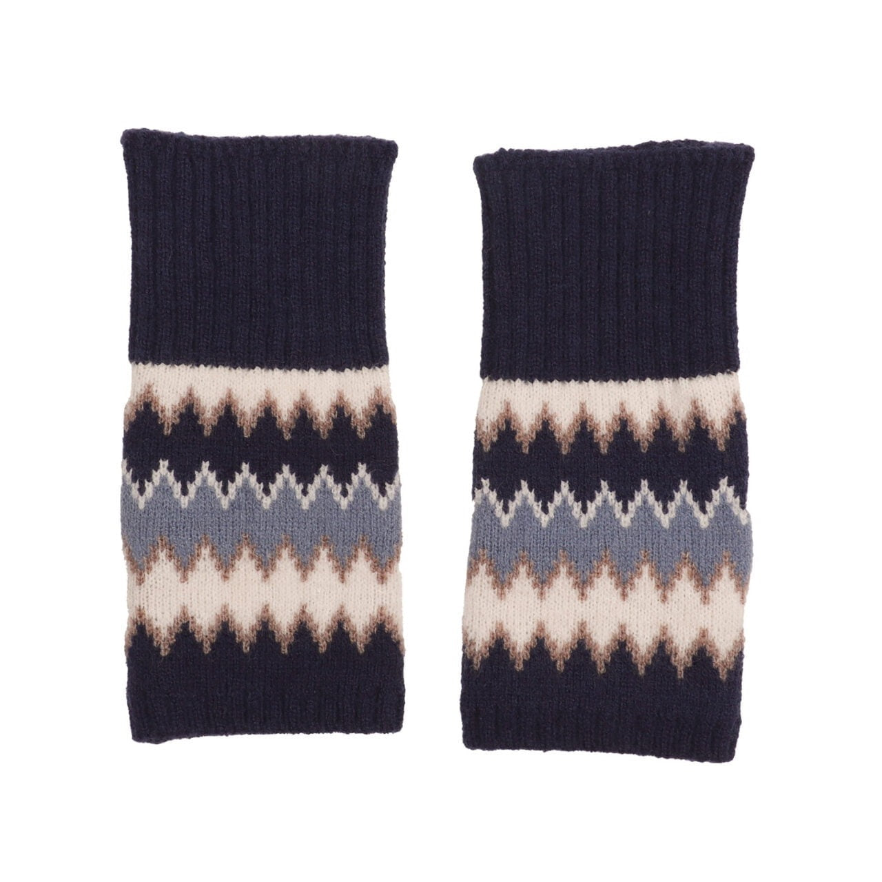 Zelly Navy ZigZag Knitted Wrist Warmers