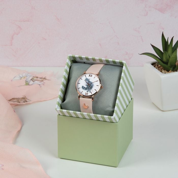 Glamour Puss (Cat) Watch - Wrendale Designs - Pink/Rose Gold