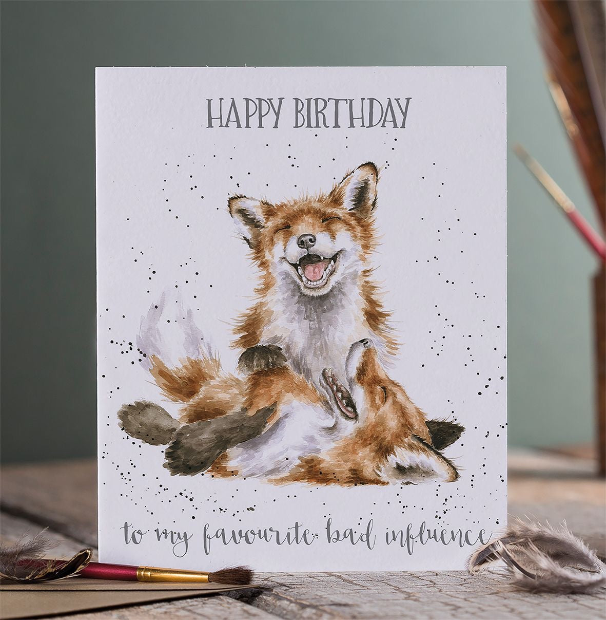 'Favourite Bad Influence' Fox Birthday Card - Wrendale Designs