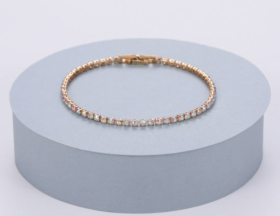 Gracee Jewellery Dainty Tennis Diamante Bracelet - Gold/AB Crystal