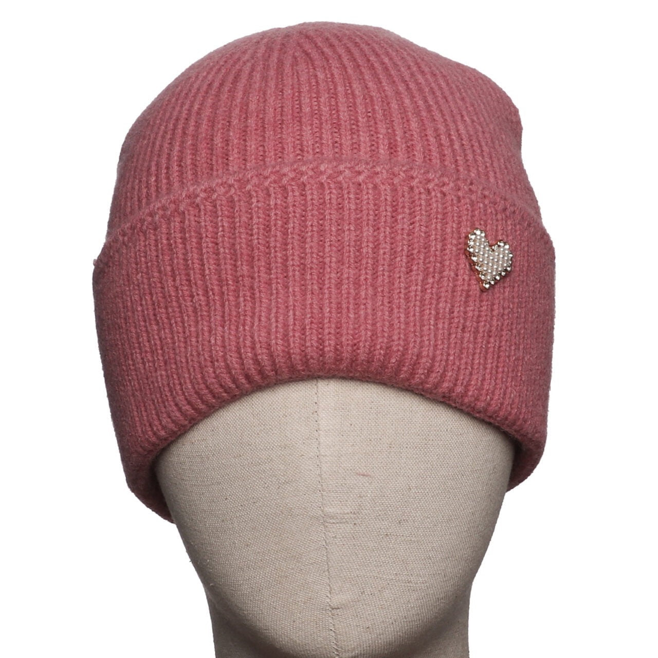 Zelly Heart Detail Beanie Hat -Pink