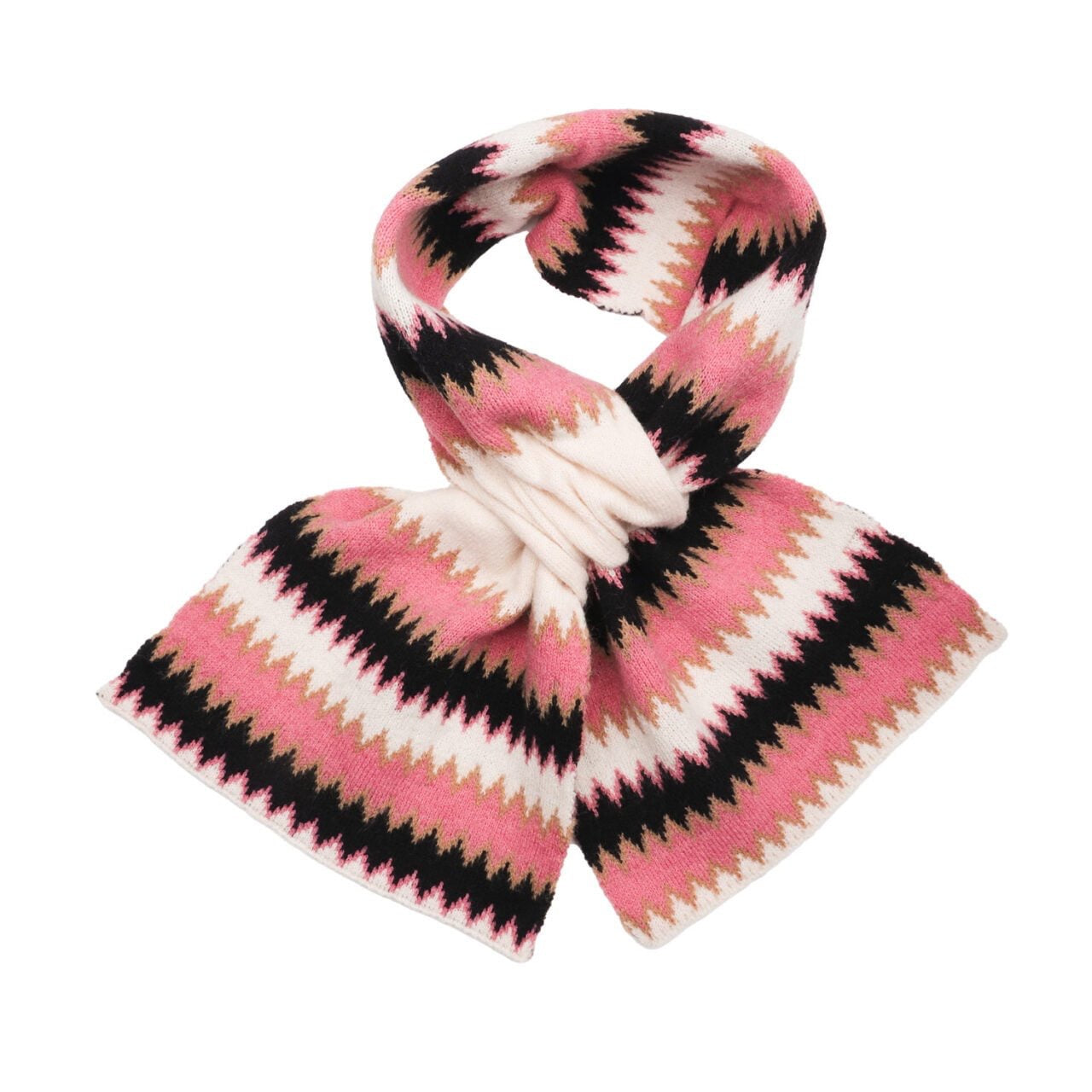 Zelly Pink ZigZag Pull Through Knitted Scarf