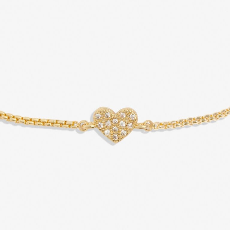 Joma Jewellery -Pave Heart - Gold Mini Charms Slider Bracelet