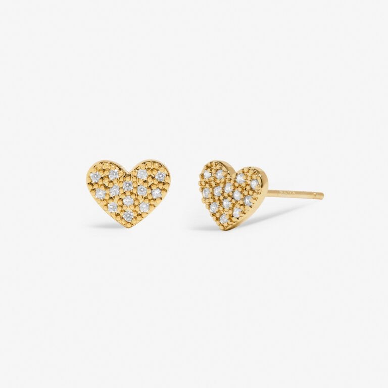 Joma Jewellery - Mini Charms - Gold Pave Heart Stud Earrings