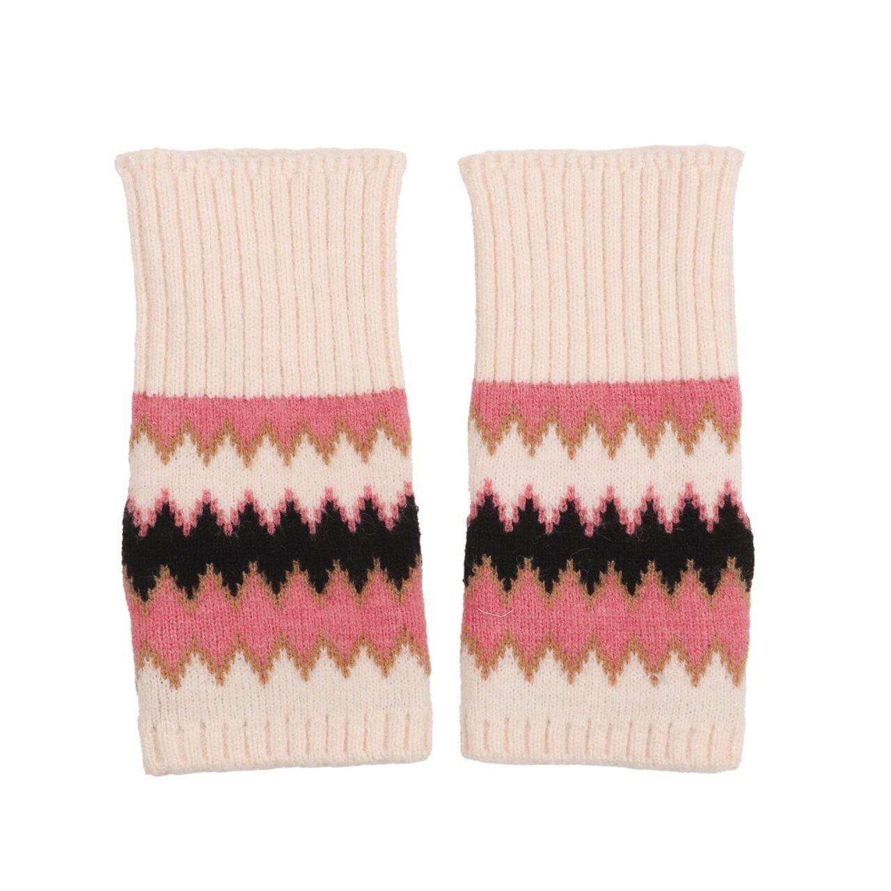 Zelly Pink ZigZag Knitted Wrist Warmers