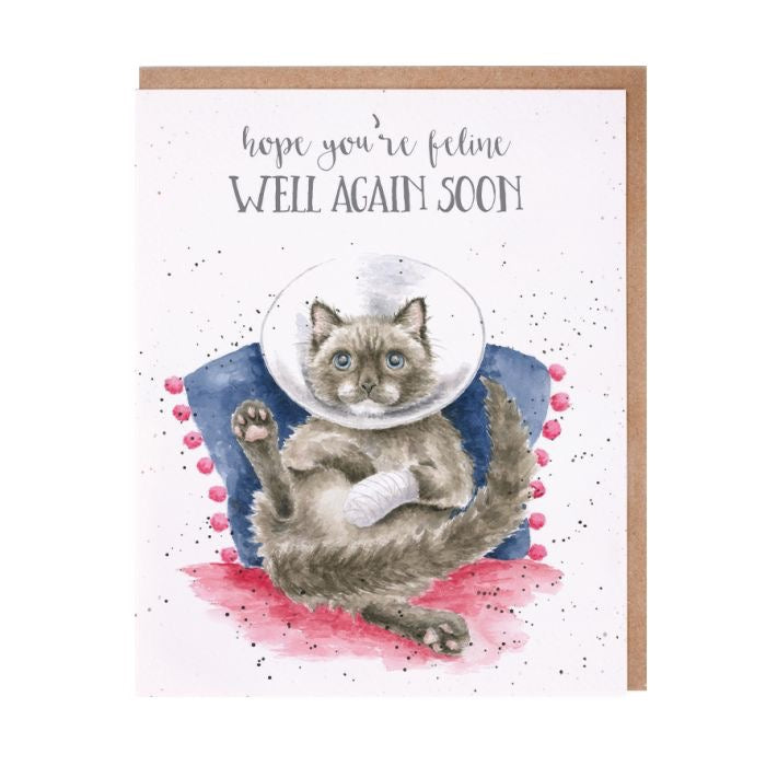 'Feline Well Again Soon' Cat Card - Wrendale Designs