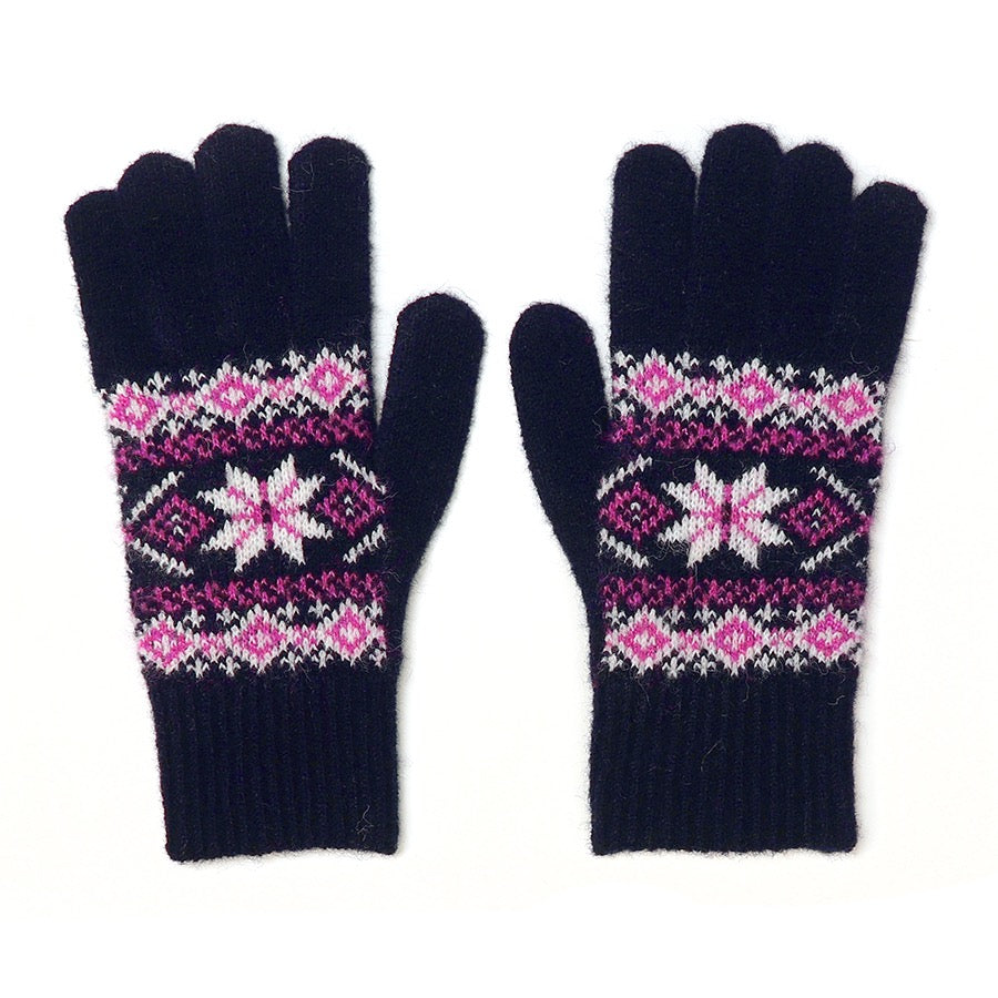 POM - Starflower Pattern Wool Gloves - Navy