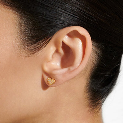 Joma Jewellery - Mini Charms - Gold Pave Heart Stud Earrings