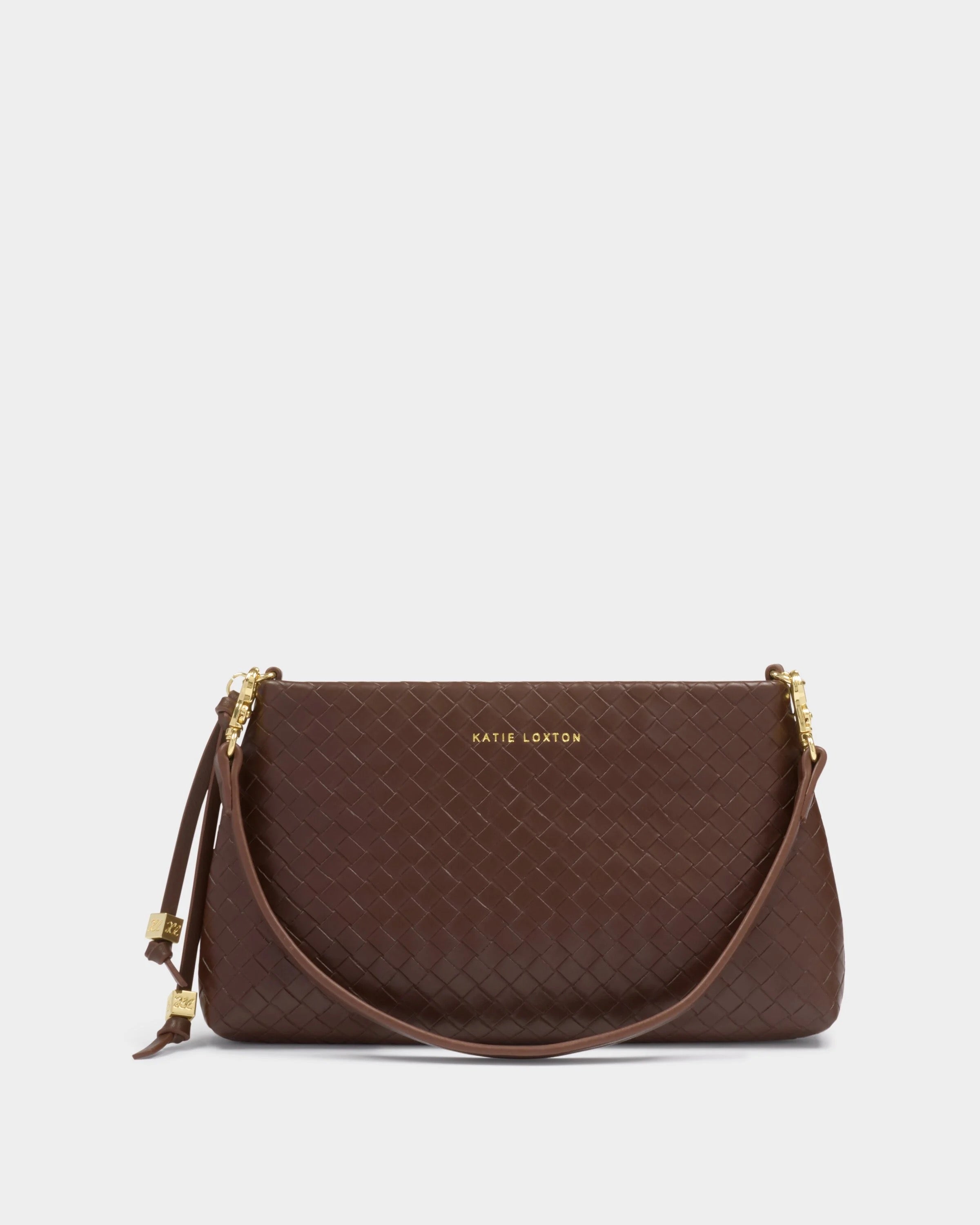 Katie Loxton Nova Hand Woven Large Shoulder Bag in Chocolate 