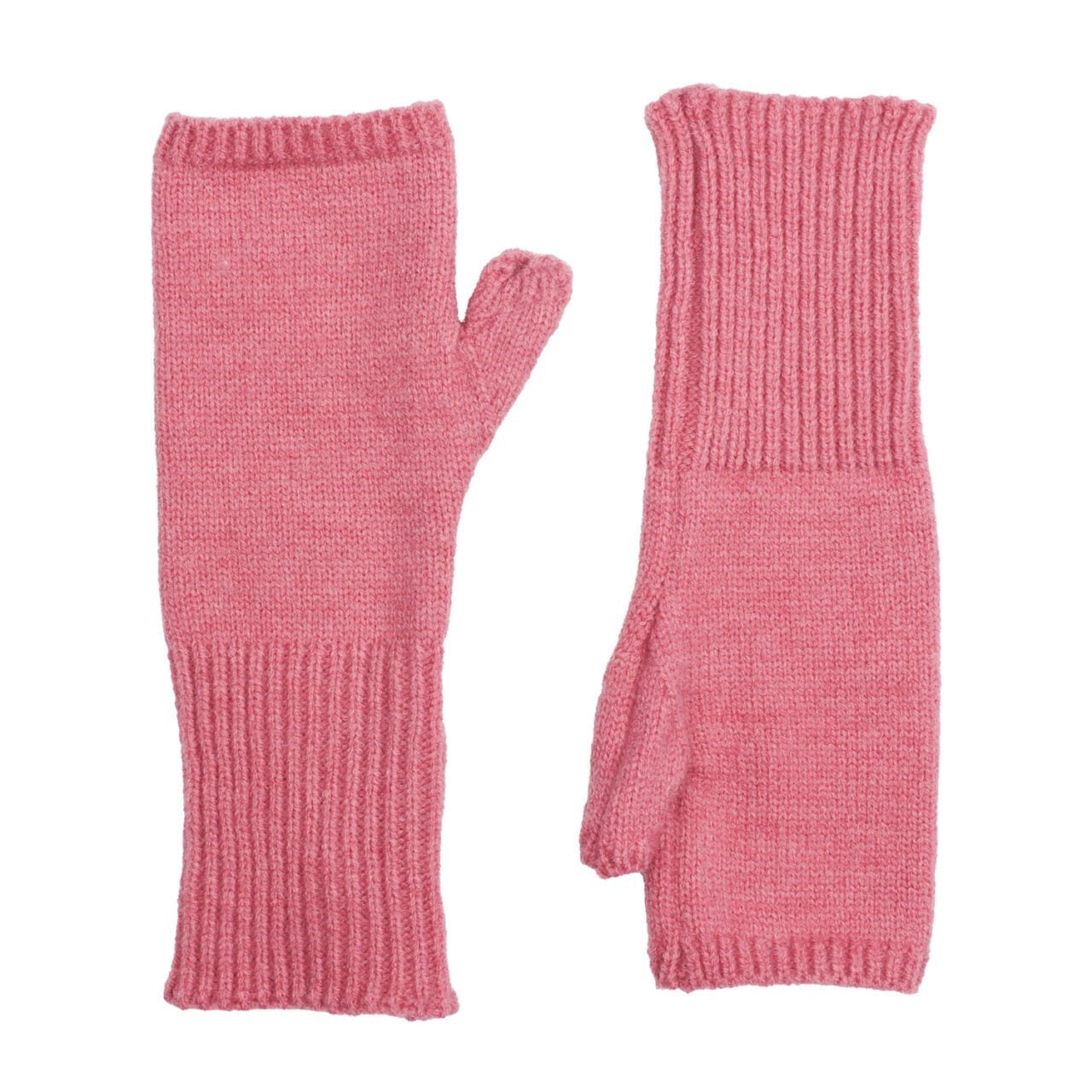 Zelly Pink Plain Knitted Fingerless Gloves