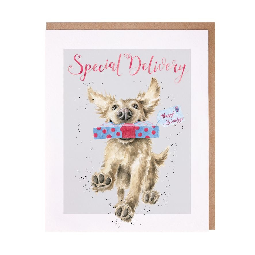 'Special Delivery' Dog Birthday Card - Wrendale Designs