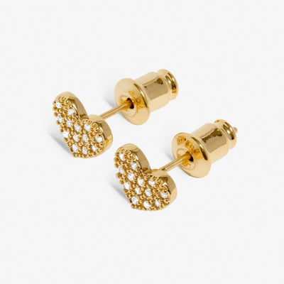 Joma Jewellery - Mini Charms - Gold Pave Heart Stud Earrings