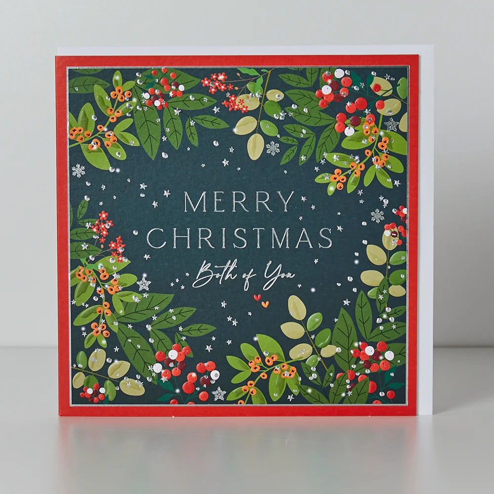 Belly Button Both of You Christmas Foilage on Navy Card