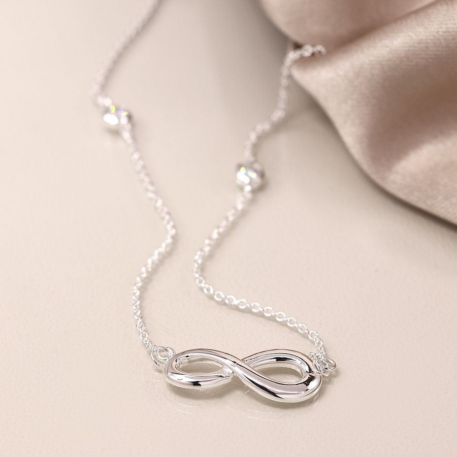 POM Sterling Silver & Crystal Infinity Charm Necklace