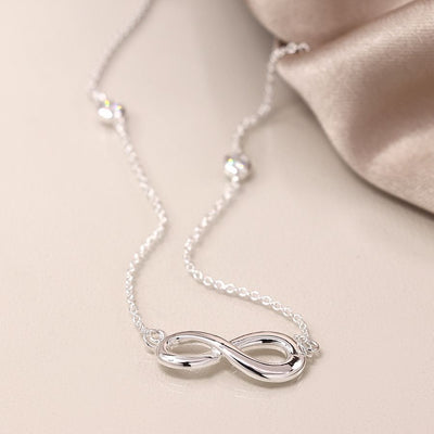 POM Sterling Silver & Crystal Infinity Charm Necklace