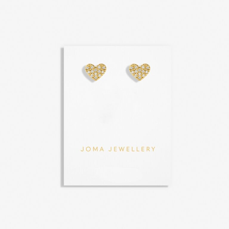 Joma Jewellery - Mini Charms - Gold Pave Heart Stud Earrings